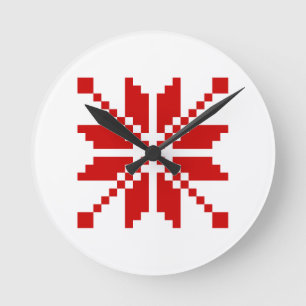 Xmas Snowflake Weihnachtsmuster Runde Wanduhr