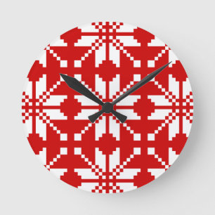 Xmas Snowflake Weihnachtsmuster Runde Wanduhr