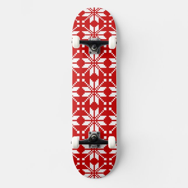 Xmas Snowflake Weihnachtsmuster Skateboard (Vorderseite)
