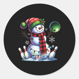 Xmas Snowman Bowling Ll und Button Weihnachten Runder Aufkleber