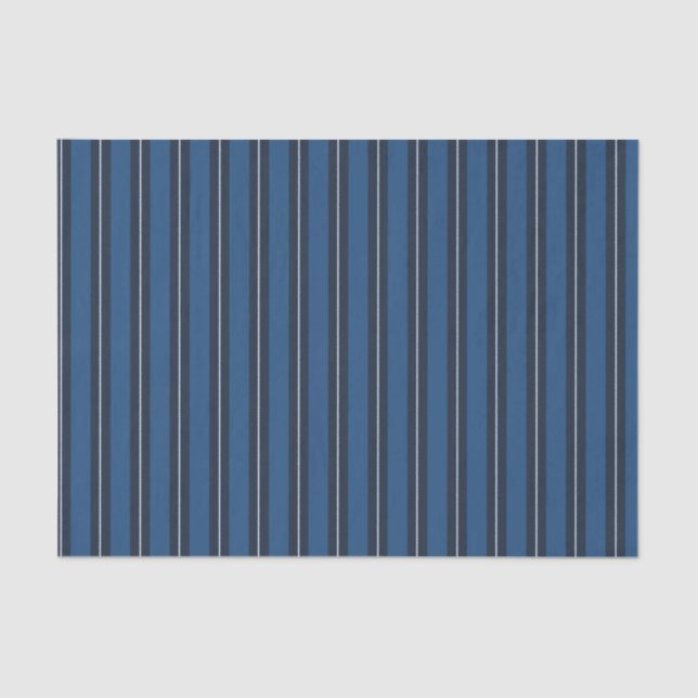 Xmas Snowy Triple Blue Vertical Stripes Seidenpapier (Vorderseite)