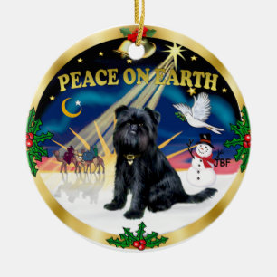 Xmas-Sonnenaufgang - Brussels Griffon (rot) Keramikornament