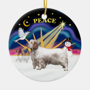 Xmas-Sonnenaufgang - Clumber Spaniel Keramikornament