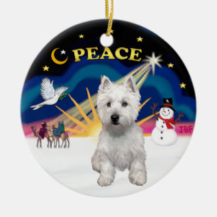 Xmas-Sonnenaufgang - West Highland Terrier Keramikornament