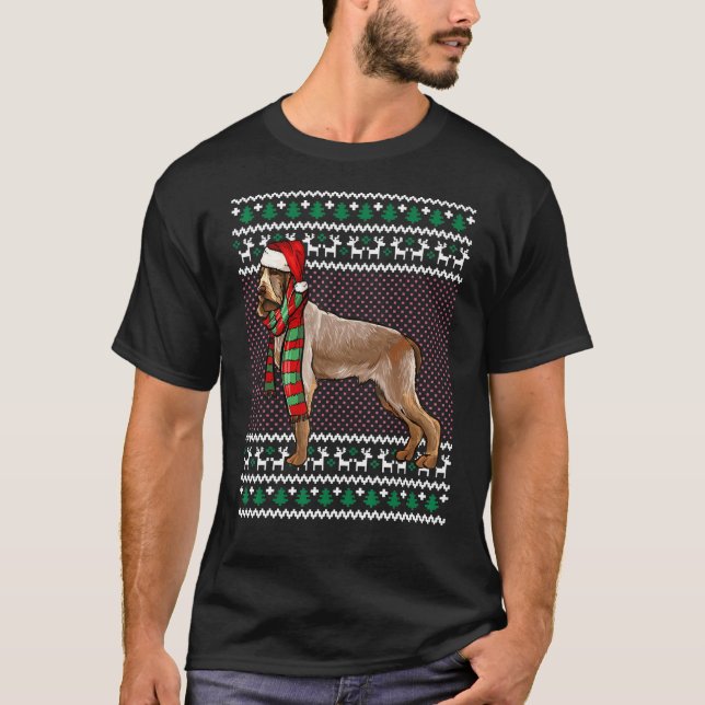 Xmas Spinoni Italiani Dog Weihnachtsmannmütze Ugly T-Shirt (Vorderseite)