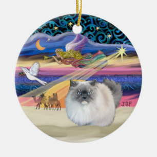 Xmas Star - Blaurauche Himalaya-Katze Keramik Ornament