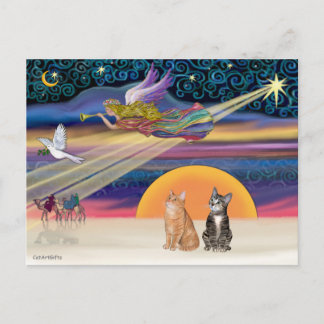 Xmas Star - Braune und orangefarbene Tabby Katzen Feiertagspostkarte