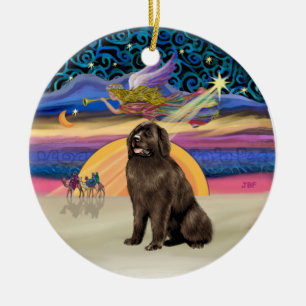 Xmas Star - Braunes Neufundland Keramikornament