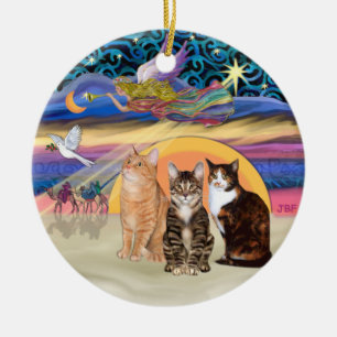 Xmas Star -Drei Katzen (AmSH) Keramikornament