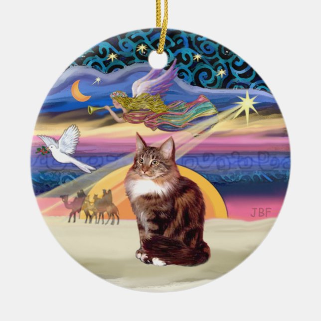 Xmas Star - Maine Coon Cat 9 Keramikornament (Vorne)