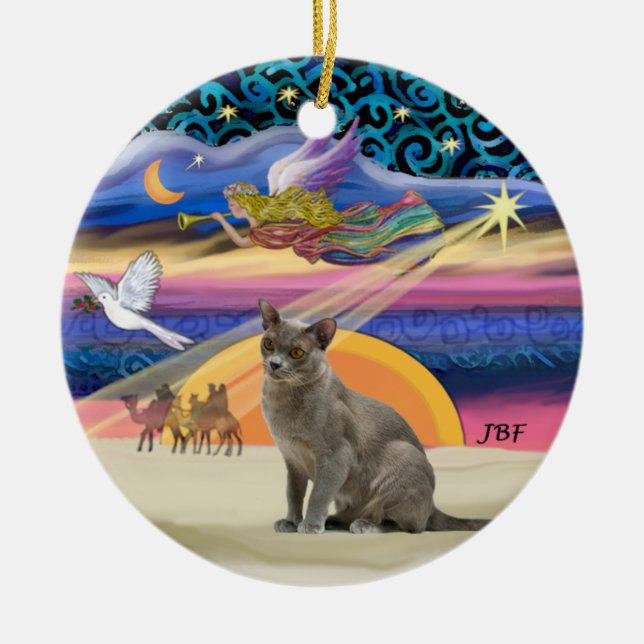 Xmas Star - Russische Blaue Katze Keramikornament (Vorne)