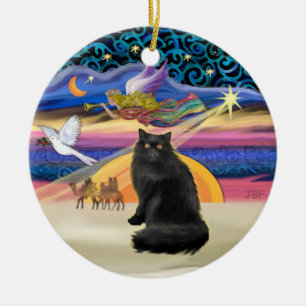 Xmas Star - Schwarze Persische Katze Keramikornament