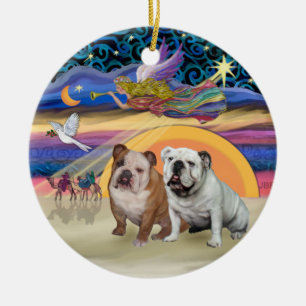 Xmas Star - Zwei Englische Bulldoggen Keramikornament