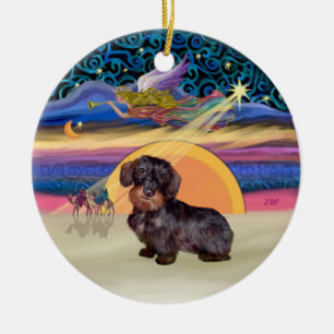 Xmas-Stern - Drahthaar-Dackel Keramikornament