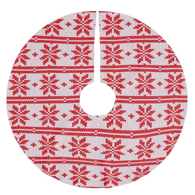 Xmas Stricken nahtloses Muster 1 + Ihre Ideen Polyester Weihnachtsbaumdecke (Vorderseite)