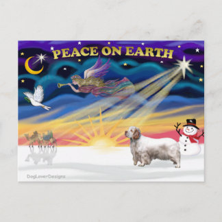 Xmas Sunrise - Clumber Spaniel Feiertagspostkarte