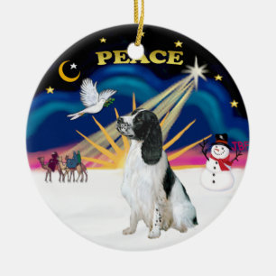 Xmas Sunrise - Englisch Springer Spanisch Keramik Ornament
