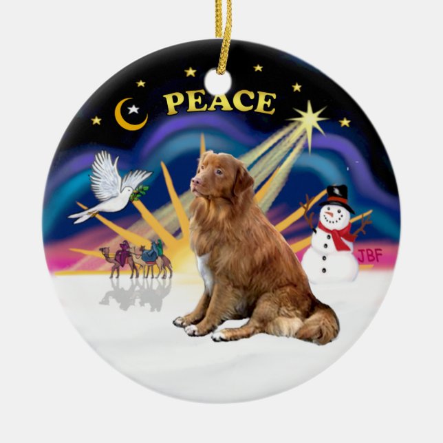 Xmas Sunrise - Nova Scotia Hund Keramikornament (Vorne)