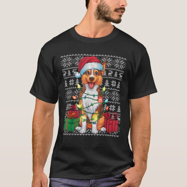 Xmas Sweater Style Ugly Australian Kelpie Dog Chri T-Shirt (Vorderseite)