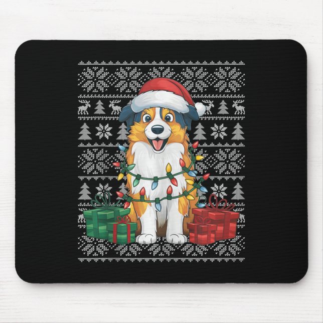 Xmas Sweater Style Ugly Australian Shepherd Dog Ch Mousepad (Vorne)
