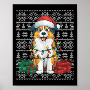 Xmas Sweater Style Ugly Australian Shepherd Dog Ch Poster