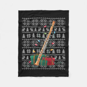 Xmas Sweater Style Ugly Musical Flute Weihnachten Fleecedecke