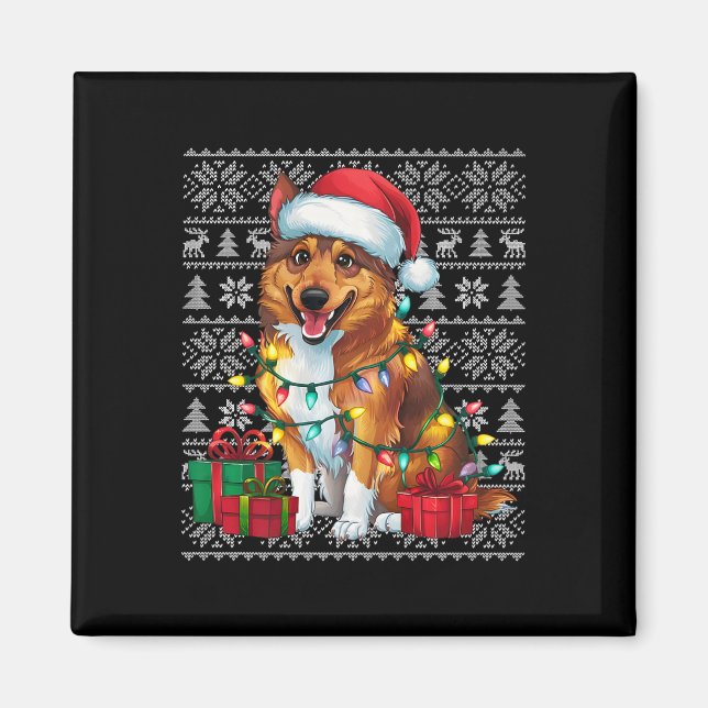 Xmas Sweater Style Ugly Norwegisch Elkhound Dog Ch Magnet (Vorne)