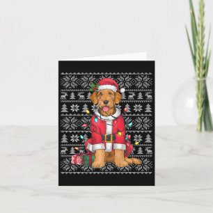 Xmas Sweater Style Ugly Santa Airedale Terrier Dog Karte