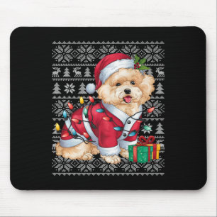 Xmas Sweater Style Ugly Santa Bichon Frise Dog Chr Mousepad