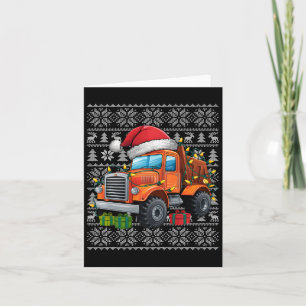 Xmas Sweater Style Ugly Santa Construction Truck C Karte
