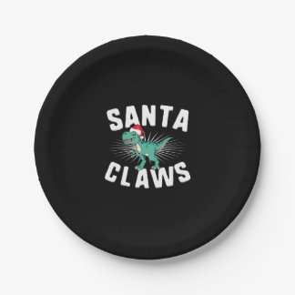 Xmas T-Rex Christmas Santa Claws   Pappteller
