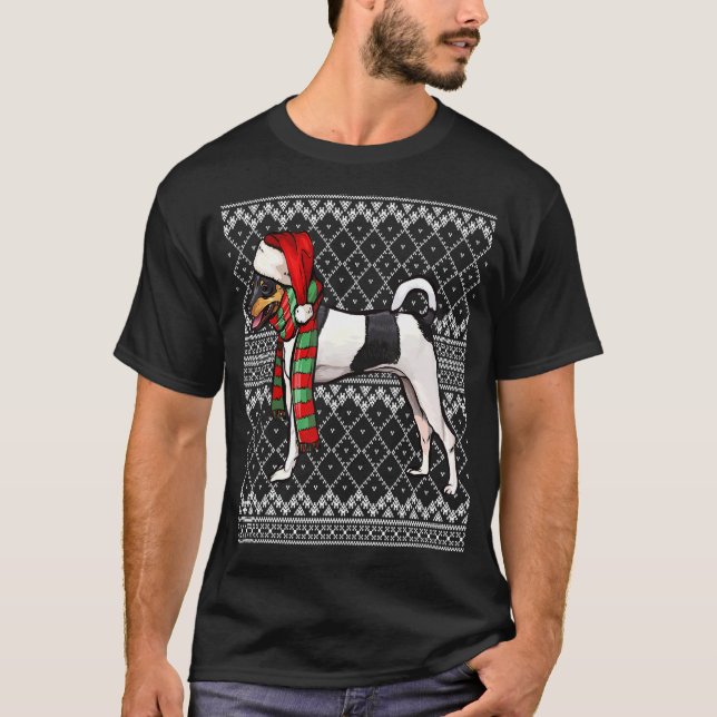 Xmas Toy Fox Terrier Santa Claus Hat Ugly Christma T-Shirt (Vorderseite)