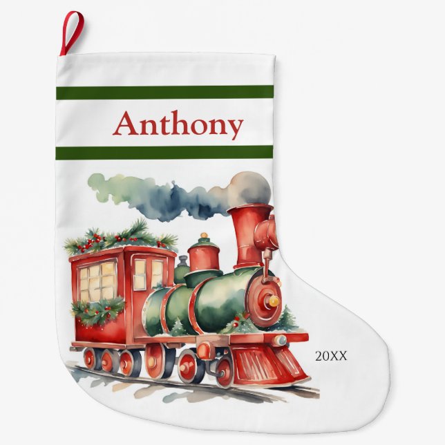 Xmas Train Boys Großer Weihnachtsstrumpf (Vorderseite)