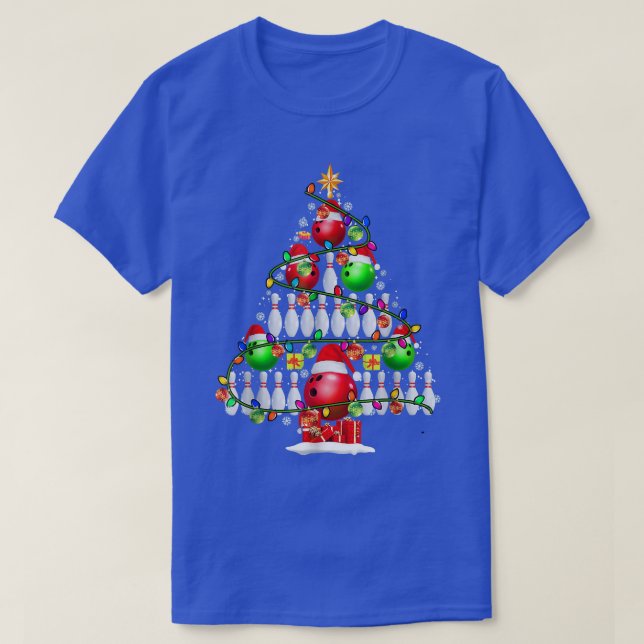 Xmas Tree Bowling Xmas Lights Weihnachtsball P T-Shirt (Design vorne)