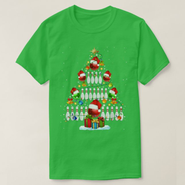 Xmas Tree Bowling Xmas Lights Weihnachtsball P T-Shirt (Design vorne)