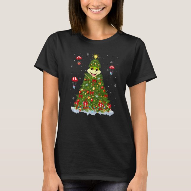 Xmas Tree Decoration Lights Santa Poison Dart Frog T-Shirt (Vorderseite)