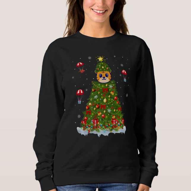 Xmas Tree Decorations Lights Santa Balinese Cat Ch Sweatshirt (Vorderseite)