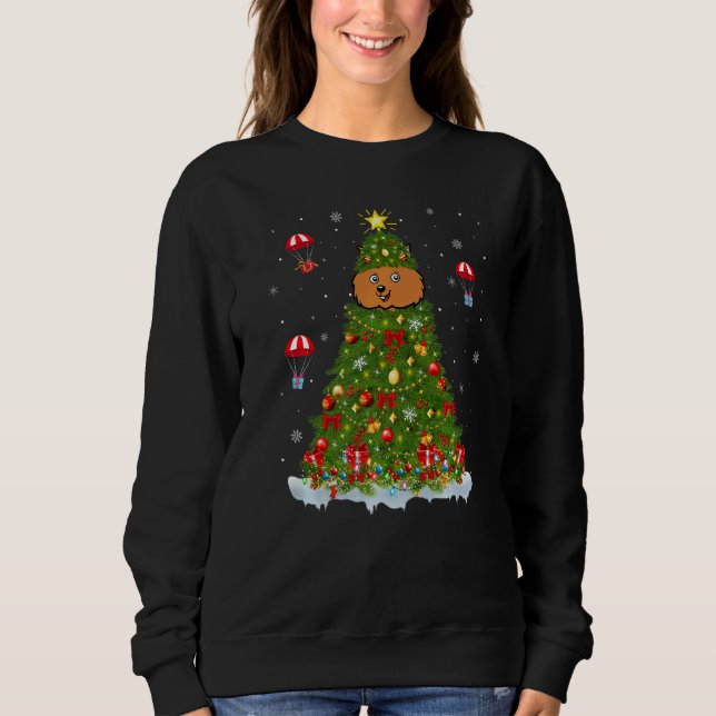 Xmas Tree Decorations Lights Santa Quokka Christma Sweatshirt (Vorderseite)