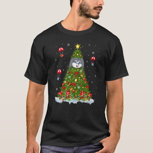 Xmas Tree Decorations Lights Santa Rabbit Christma T-Shirt (Vorderseite)