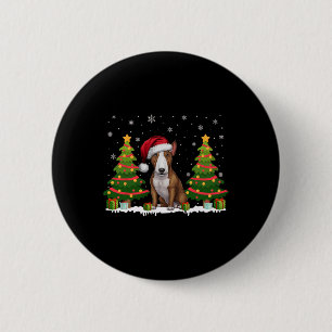 Xmas Tree Light Bull Terrier Dog Weihnachtsmannmüt Button
