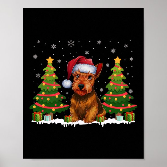 Xmas Tree Light Scottish Terrier Dog Santa Christm Poster (Vorne)
