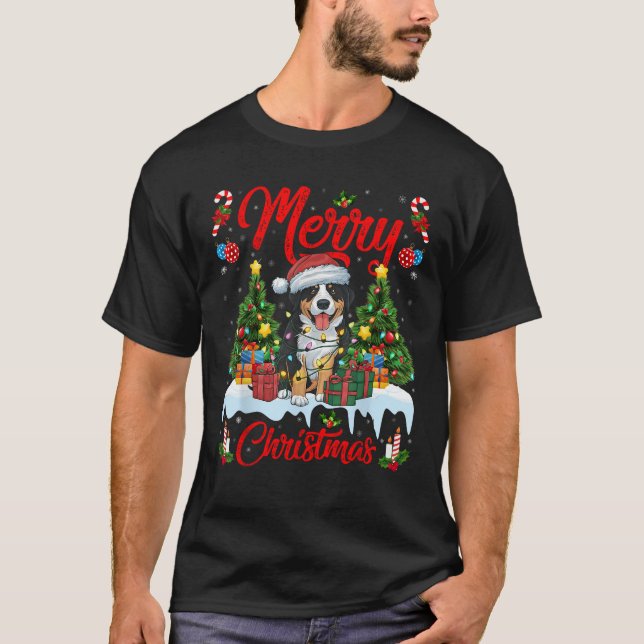 Xmas Tree Lighting Greater Swiss Mountain Dogs Chr T-Shirt (Vorderseite)