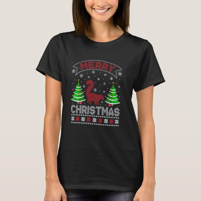 Xmas Tree Lighting Men Frauen Skunk Ugly Weihnacht T-Shirt (Vorderseite)