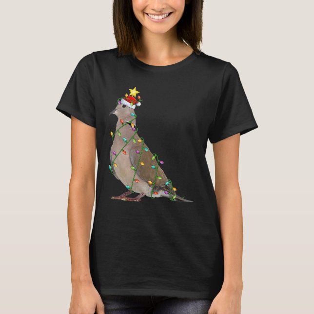 Xmas Tree Lighting Santa Mourning Dove Bird Christ T-Shirt (Vorderseite)