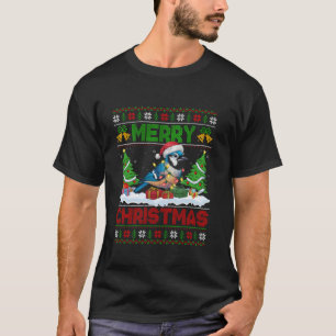 Xmas Tree Lighting Ugly Weihnachtsmannmütze Blue J T-Shirt