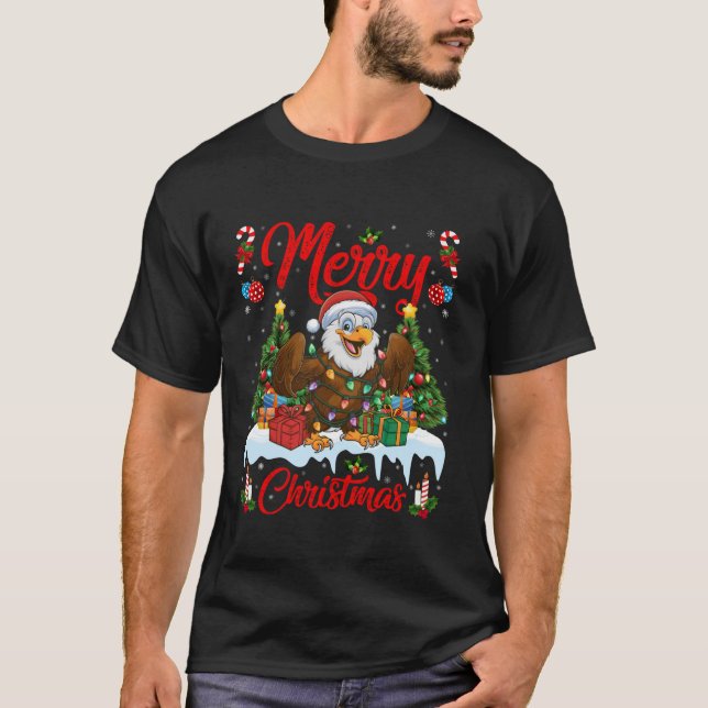 Xmas Tree Lighting Weihnachtsmannmütze Adler Weihn T-Shirt (Vorderseite)