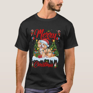 Xmas Tree Lighting Weihnachtsmannmütze Bichon Fris T-Shirt