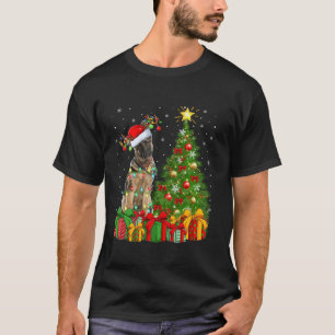 Xmas Tree Lighting Weihnachtsmannmütze German Shep T-Shirt