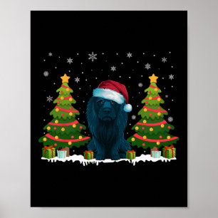 Xmas Tree Lights Afador Hund Weihnachtsmannmütze W Poster