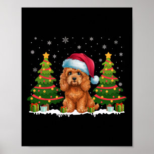 Xmas Tree Lights Apoo Dog Weihnachtsmannmütze Weih Poster